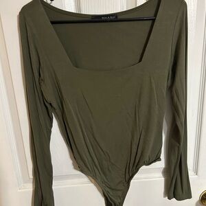 Olive green Long Sleeve Bodysuit